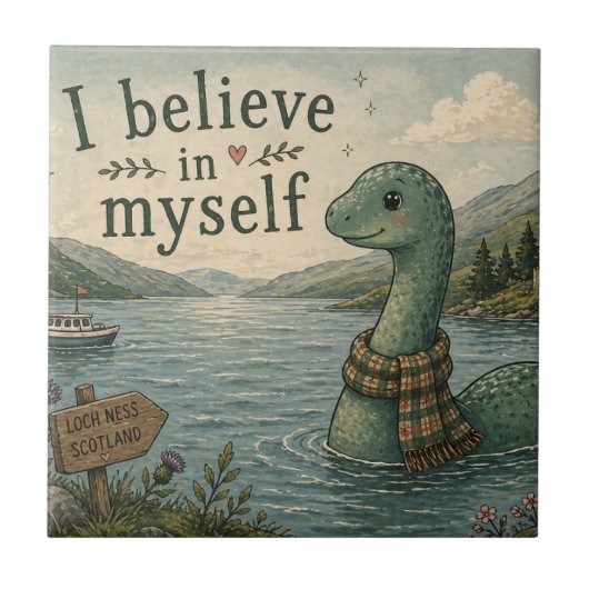Ich glaube an mich selbst wunderliche Loch Ness Mo Fliese (Vorderseite)