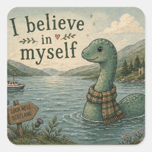 Ich glaube an mich selbst wunderliche Loch Ness Mo Quadratischer Aufkleber