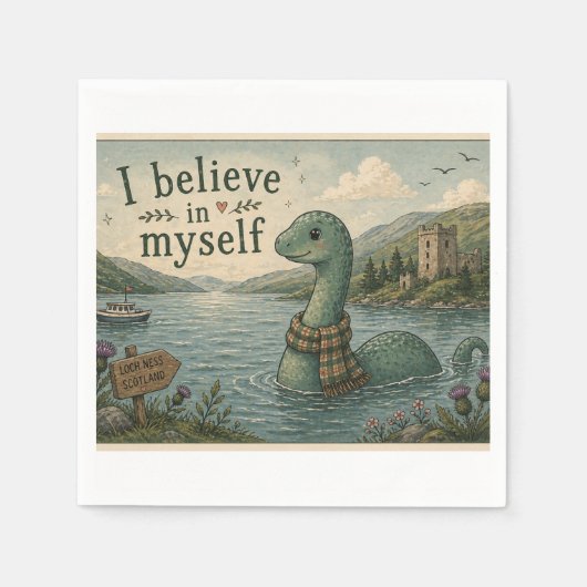Ich glaube an mich selbst wunderliche Loch Ness Mo Serviette (Vorderseite)