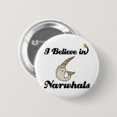 Ich glaube an Narwale Button (Vorne & Hinten)
