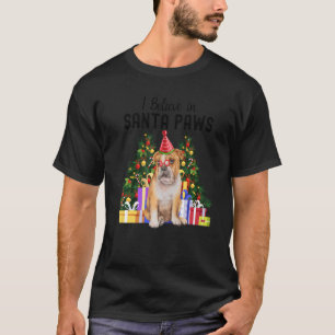 Ich glaube an Santa Paws Bulldog Niedlichen Weihna T-Shirt