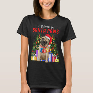 Ich glaube an Santa Paws Mops Niedlichen Weihnacht T-Shirt