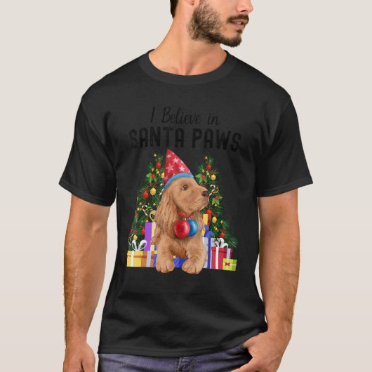 Ich glaube an Santa Paws Niedlich Cocker Spaniel C T-Shirt (Vorderseite)