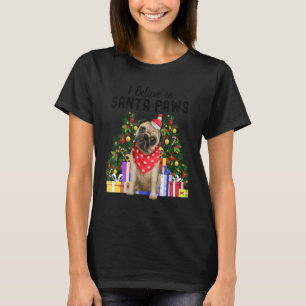 Ich glaube an Santa Paws Pug Süßes Weihnacht T-Shirt