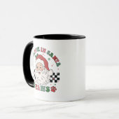 Ich glaube an Santa Paws Retro Weihnachtshund Love Tasse (Vorderseite Links)
