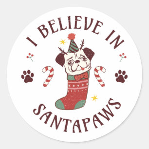 Ich glaube an Santa Paws Runder Aufkleber