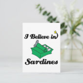 Ich glaube an Sardinen Postkarte (Stehend Vorderseite)