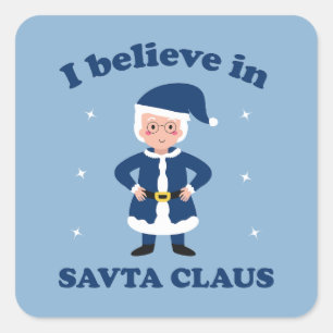 Ich glaube an Savta Claus - Niedliche Chanukah Quadratischer Aufkleber