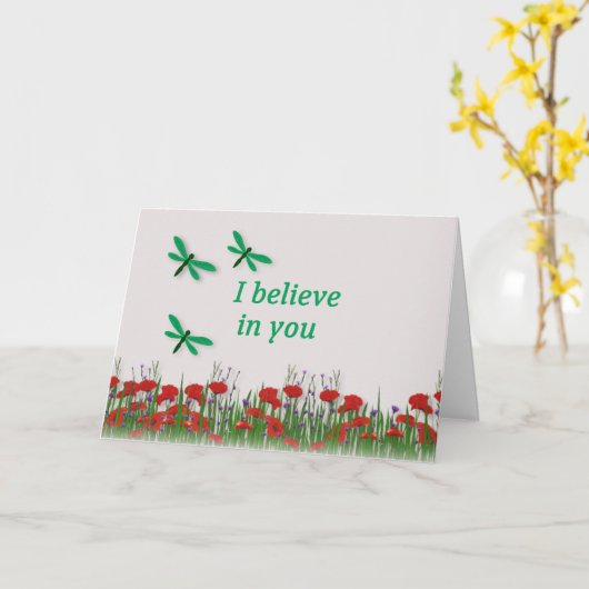 "Ich glaube an Sie" Ermutigung mit Libellen Karte (Gelbe Blume)