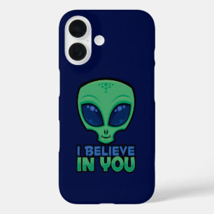 Ich glaube an Sie freundlichen Cartoon Alien iPhone 16 Hülle