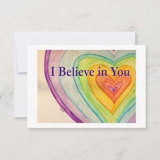 Ich glaube an Sie Rainbow Hearts Art Note Card Dankeskarte (Vorderseite)