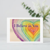 Ich glaube an Sie Rainbow Hearts Art Note Card Dankeskarte (Stehend Vorderseite)