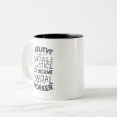 Ich glaube an soziale Gerechtigkeit Zweifarbige Tasse (Vorderseite Links)