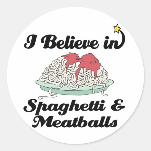 Ich glaube an Spaghetti und Fleischbällchen Runder Aufkleber (Vorderseite)