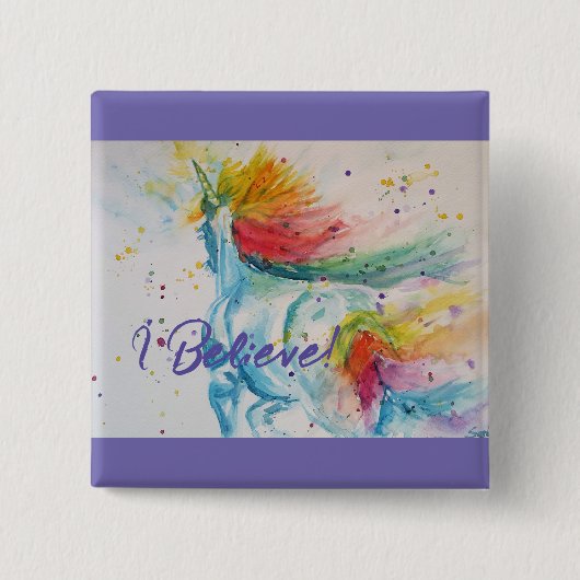 Ich glaube an Unicorns Rainbow Niedlich Girls Teen Button (Vorderseite)
