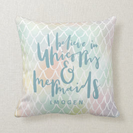 ICH GLAUBE AN UNICORNS UND MERMAIDS MEERBLAU KISSEN