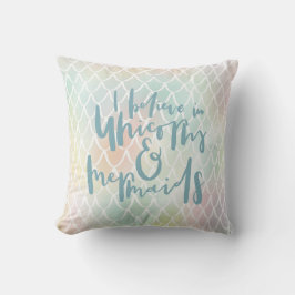 ICH GLAUBE AN UNICORNS UND MERMAIDS MEERBLAU KISSEN