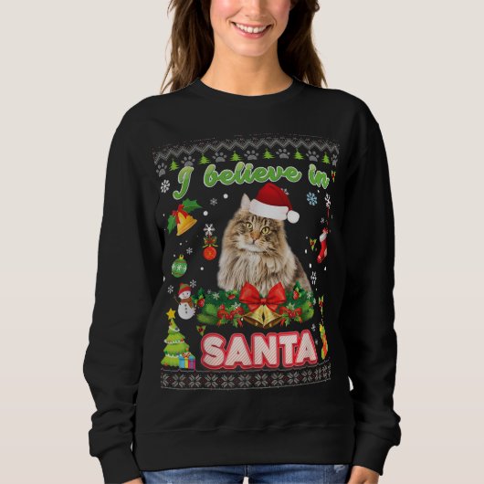 Ich glaube an Weihnachtsfest in der Waldkatze Sweatshirt (Vorderseite)