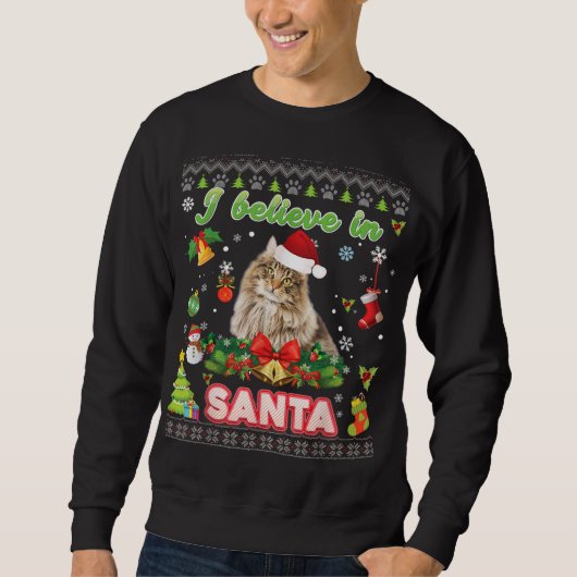 Ich glaube an Weihnachtsfest in der Waldkatze Sweatshirt (Vorderseite)