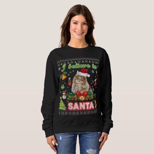 Ich glaube an Weihnachtsfest in der Waldkatze Sweatshirt (Vorne ganz)