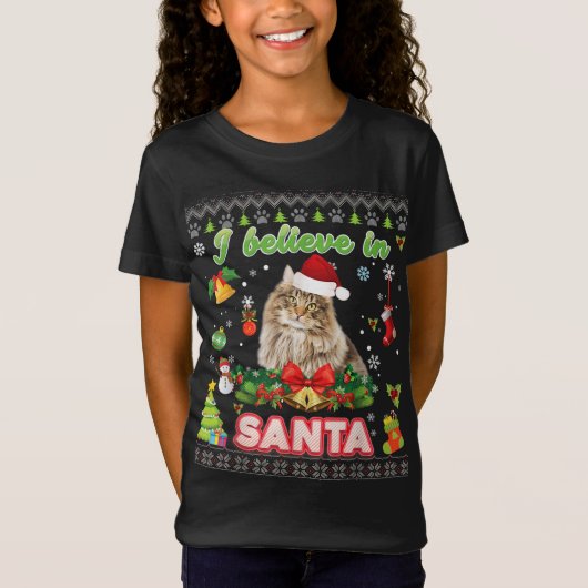 Ich glaube an Weihnachtsfest in der Waldkatze T-Shirt (Vorderseite)