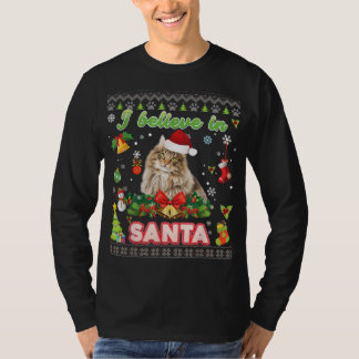 Ich glaube an Weihnachtsfest in der Waldkatze T-Shirt