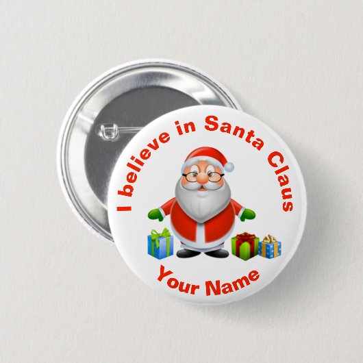 Ich glaube an Weihnachtsmann-WeihnachtsAbzeichen Button (Vorne & Hinten)