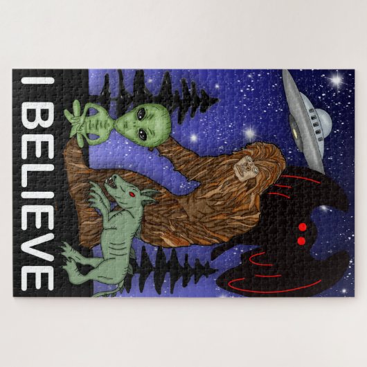 Ich glaube | Big Foot Alien Mothman UFO Chupacabra Puzzle (Horizontal)
