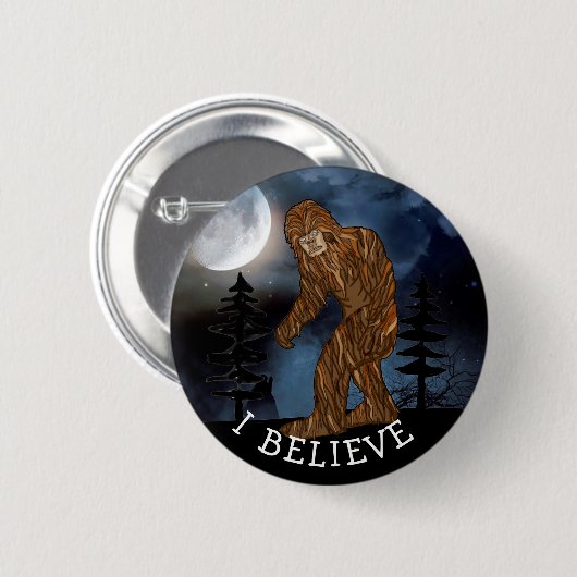Ich glaube, Big Foot Sasquatch Button (Vorne & Hinten)
