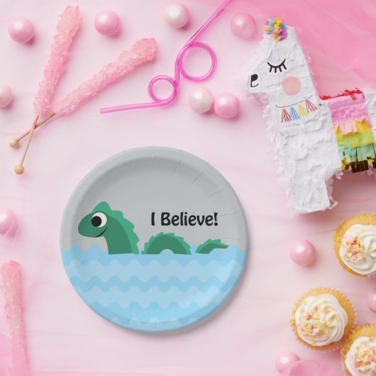 Ich glaube, Champ der See Champlain Monster Pappteller (Party)