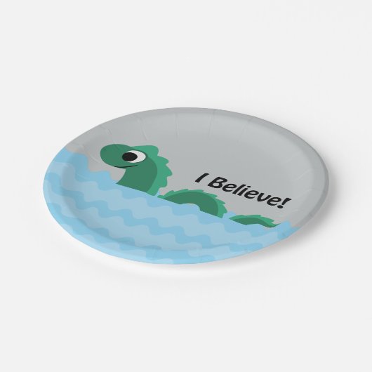 Ich glaube, Champ der See Champlain Monster Pappteller (Schrägansicht)