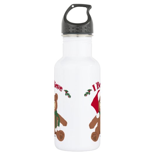 Ich glaube! Christmas Teddy Bear Edelstahlflasche (Vorderseite)