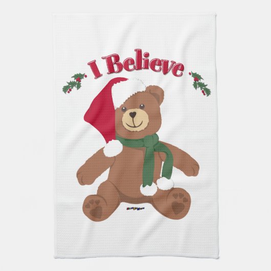 Ich glaube! Christmas Teddy Bear Handtuch (Vertikal)