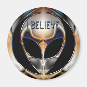 ICH GLAUBE CHROM-ALIEN-KOPF MAGNET