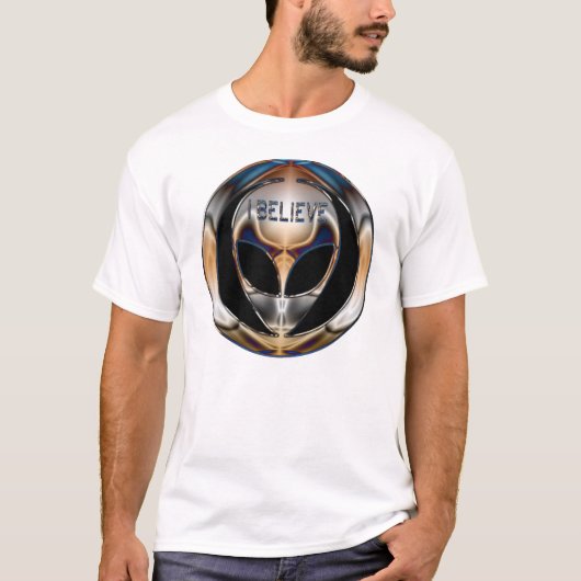 ICH GLAUBE CHROM-ALIEN-KOPF T-Shirt (Vorderseite)
