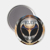 ICH GLAUBE, CHROME ALIEN HEAD MAGNET (Vorderseite/Rückseite)