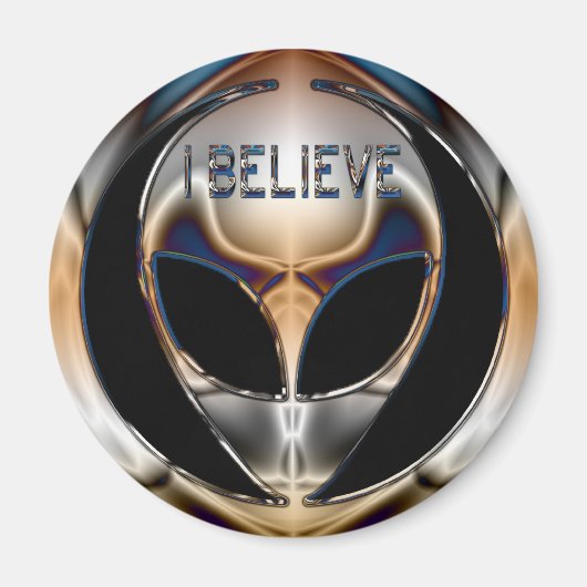 ICH GLAUBE, CHROME ALIEN HEAD MAGNET (Vorne)