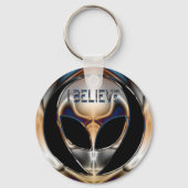 ICH GLAUBE, CHROME ALIEN HEAD SCHLÜSSELANHÄNGER (Vorderseite)