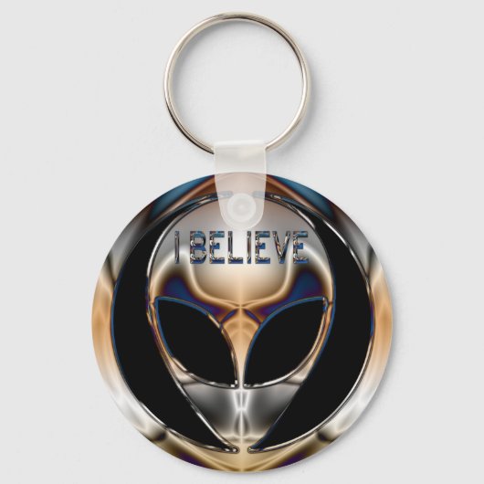 ICH GLAUBE, CHROME ALIEN HEAD SCHLÜSSELANHÄNGER (Vorderseite)