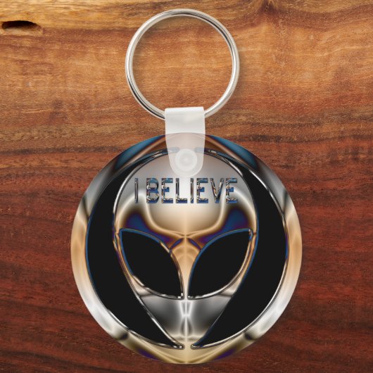 ICH GLAUBE, CHROME ALIEN HEAD SCHLÜSSELANHÄNGER (Vorderseite)