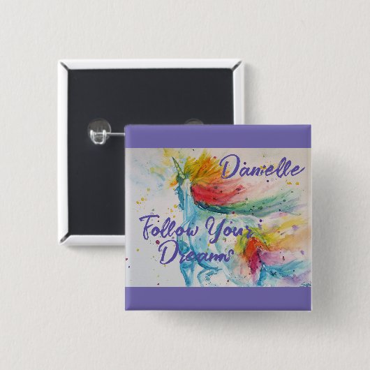 Ich glaube, dass Unicorns Regenbogen Ihren Träumen Button (Vorne & Hinten)