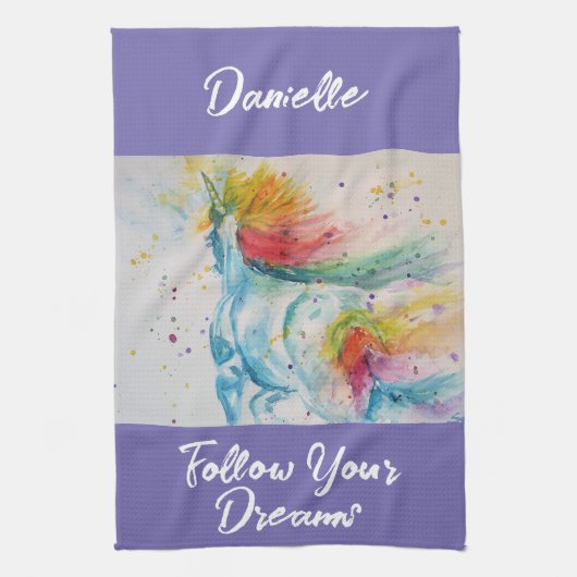 Ich glaube, dass Unicorns Regenbogen Ihren Träumen Geschirrtuch (Vertikal)