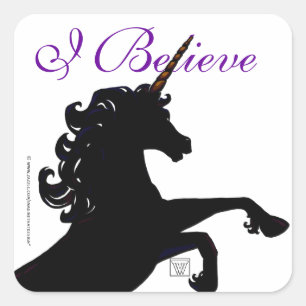 Ich glaube, die Silhouette von Unicorn Quadratischer Aufkleber