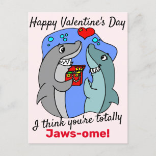 Ich glaube, du bist total jawsome, Shark Valentine Postkarte