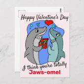 Ich glaube, du bist total jawsome, Shark Valentine Postkarte (Vorne/Hinten)