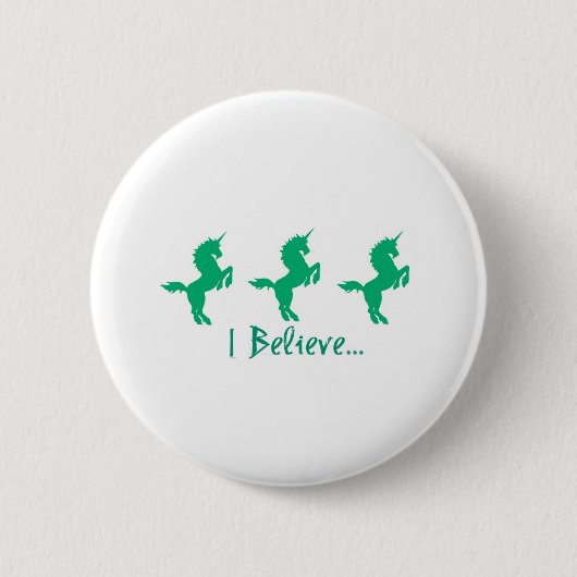Ich glaube grünem Einhorn-Entwurf Button (Vorderseite)