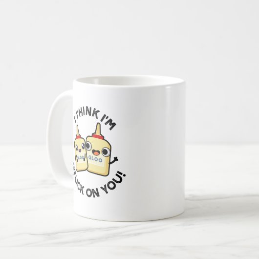 Ich glaube, ich bleibe in deinem Funny Glue Pun. Kaffeetasse (Vorderseite Links)