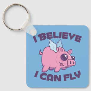 Ich glaube, ich kann fliegen Süßes Kawaii Schweinc Schlüsselanhänger