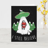 Ich glaube immer noch an Santa Claus Alien-Raumsch Karte (Gelbe Blume)