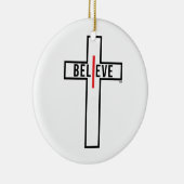 ICH GLAUBE KREUZ, DER WEIHNACHTSverzierung, (RUND) Keramikornament (Rechts)